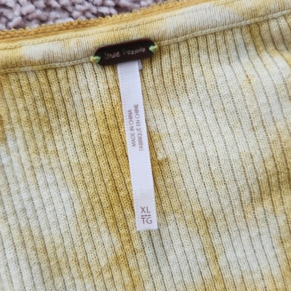 Free People Rory Tie Dye Henley Buttered Up Combo, Yellow, Size XL - Picture 5 of 9